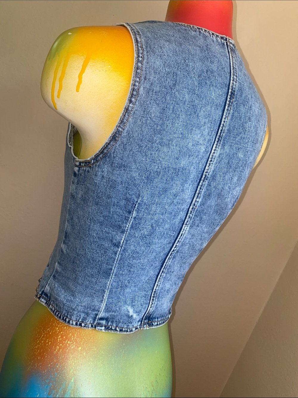 Vintage Blue Denim Vest | Free Spirit Hippie Boho  OutLaw Western Chic - Picture 5 of 9